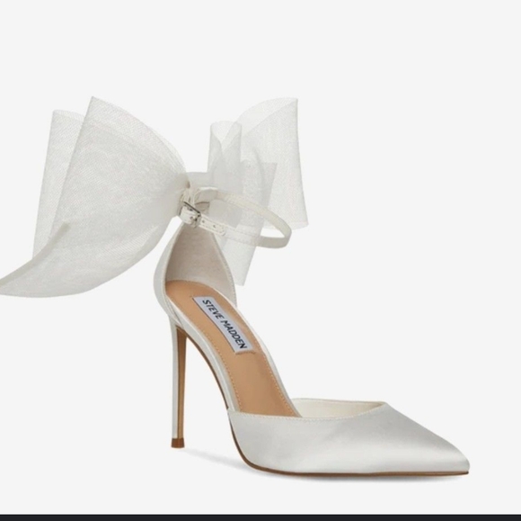 Steve Madden Valenteen White Satin Heels 8.5 - Picture 1 of 8
